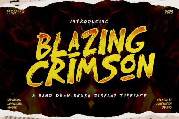 Blazing Crimson: The Ultimate Hand-Drawn Brush Font for Bold Designs
